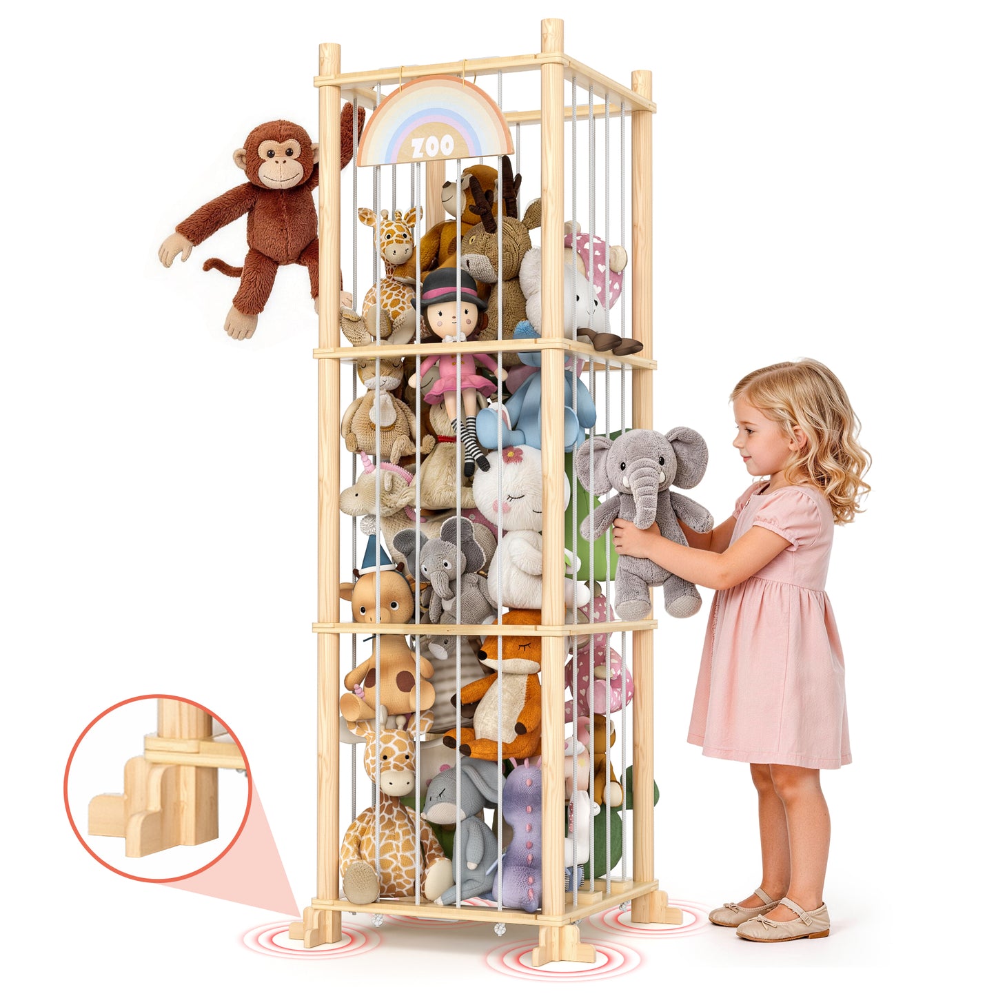 babyeap Wooden Stuffed Animal Storage,Large Stuffed Animal Holder,Natural PineWood Toy Storage,Plushies Storage for Kidroom,Playroom,Bedrooms & Toddler Room