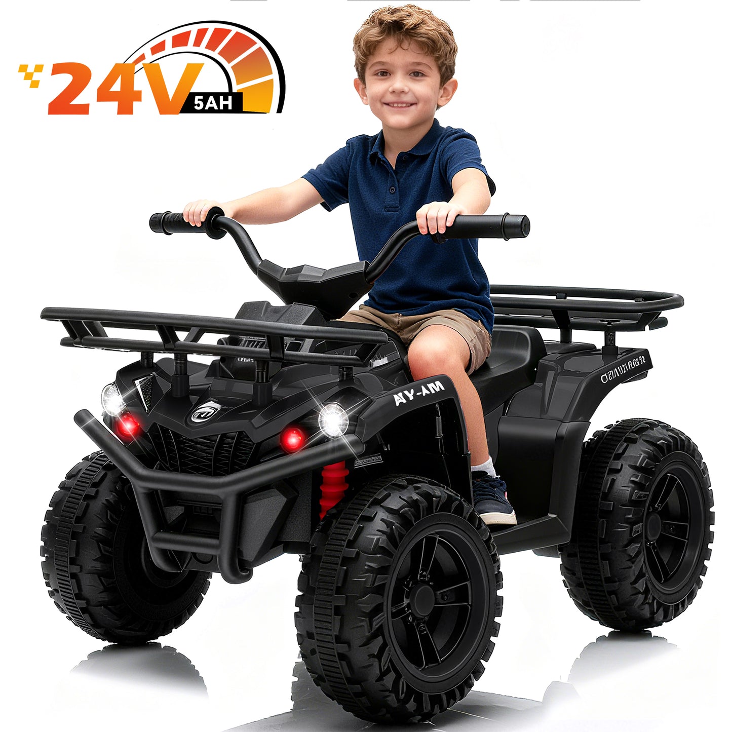 Yexmas 24V Kids ATV,Electric ATV for Kids 4 Wheelers Quad Car Toy, Ride On Toy Car As Gift for Kids,Black