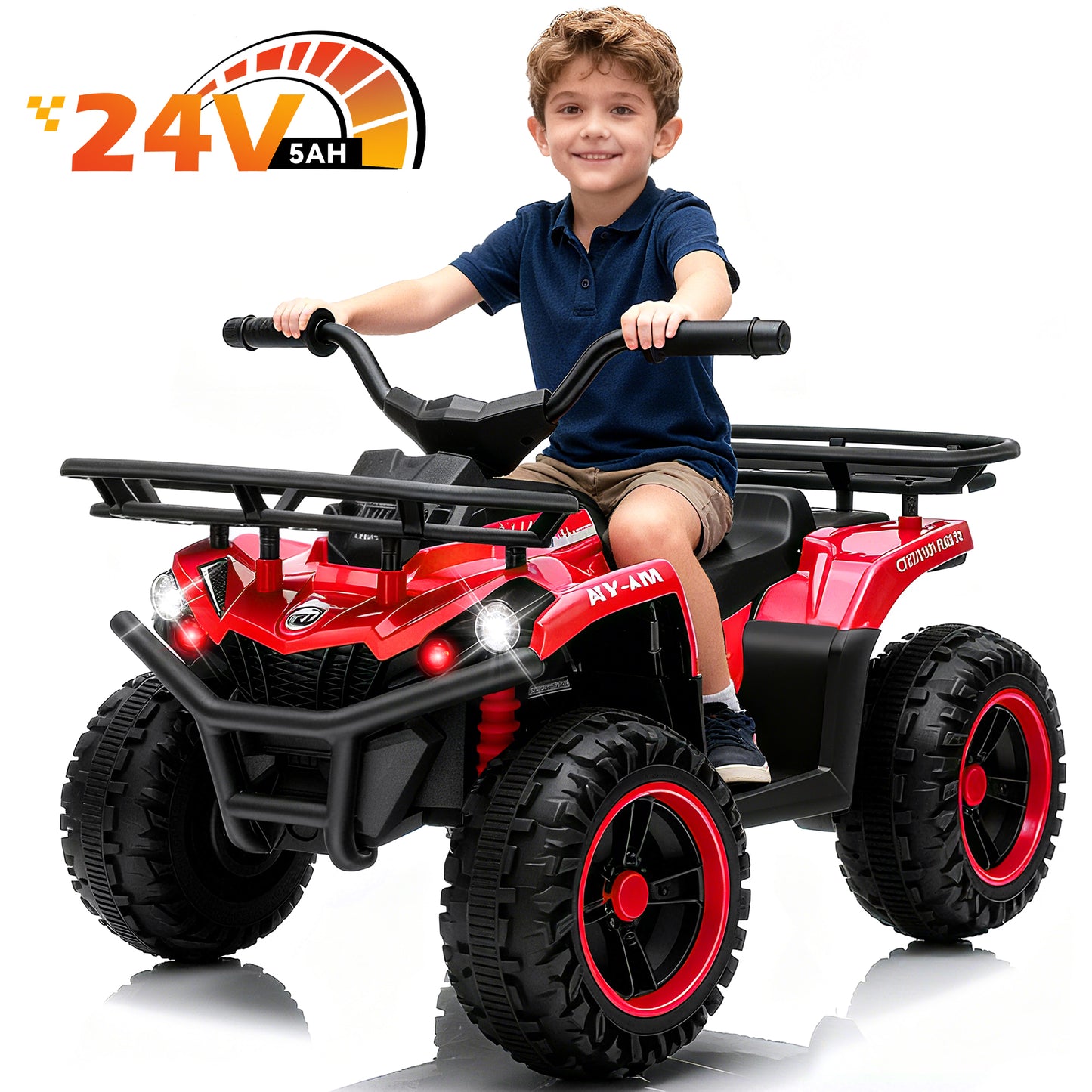 Yexmas 24V Kids ATV,Electric ATV for Kids 4 Wheelers Quad Car Toy, Ride On Toy Car As Gift for Kids,Red