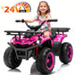 Yexmas 24V Kids ATV,Electric ATV for Kids 4 Wheelers Quad Car Toy, Ride On Toy Car As Gift for Kids,Pink