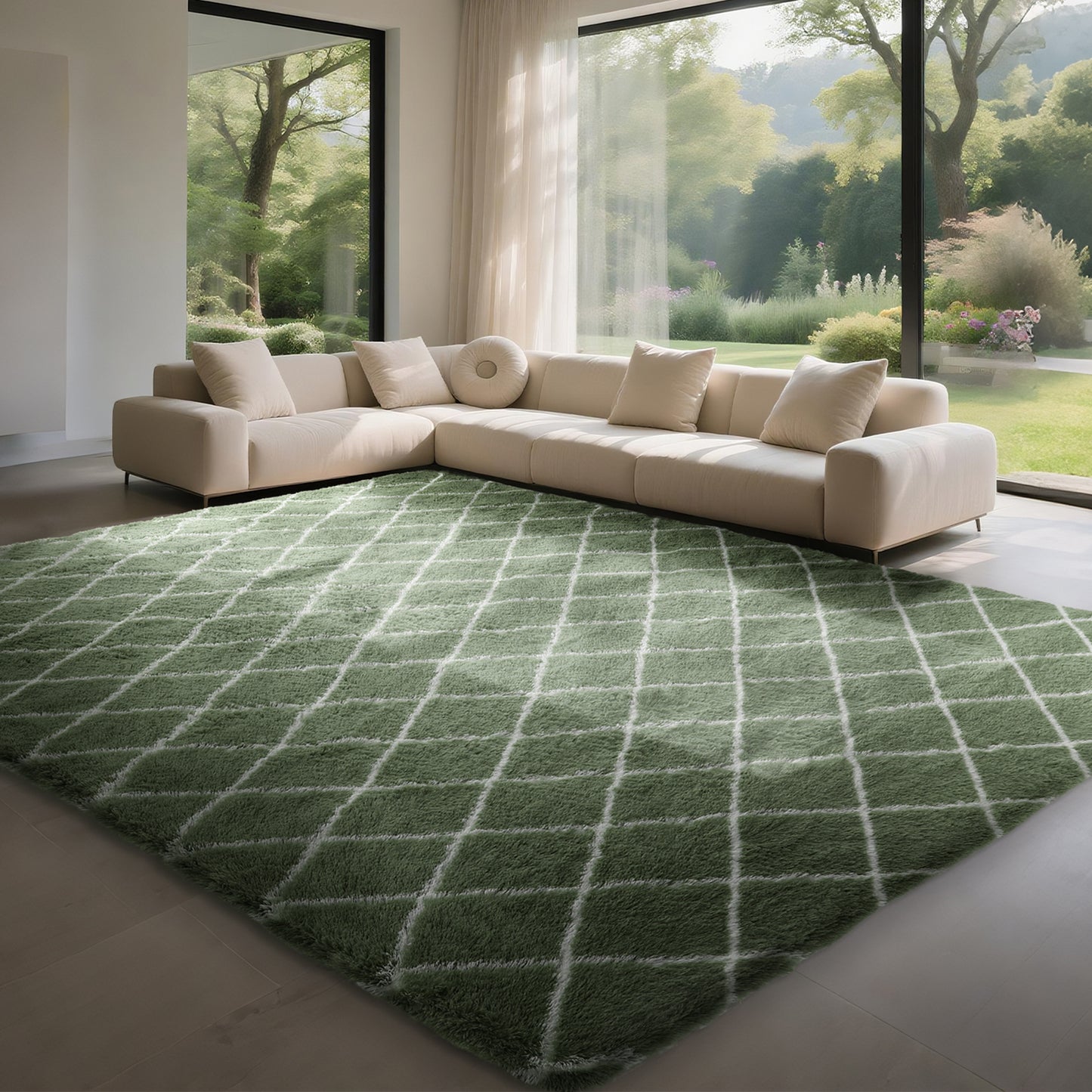 CozyDesg Shag Area Rugs,4'x6' Soft Fluffy Shaggy Carpet for Living Room,Large Rug for Bedroom Dining Room Home Decor Room Decor,Black & White