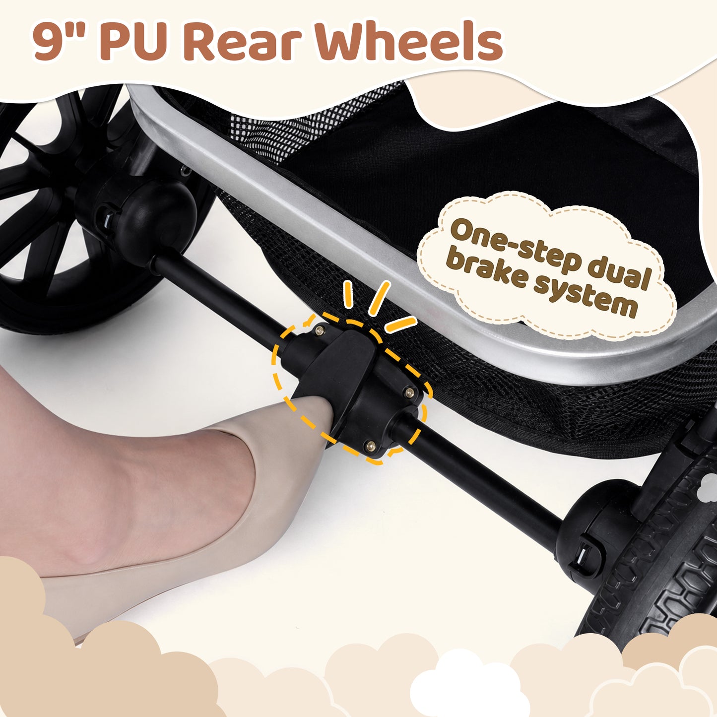 babyeap Baby Stroller,2 in 1 Lightweight Travel Stroller,Compact Foldable Stroller for Toddler with Reversible,Black