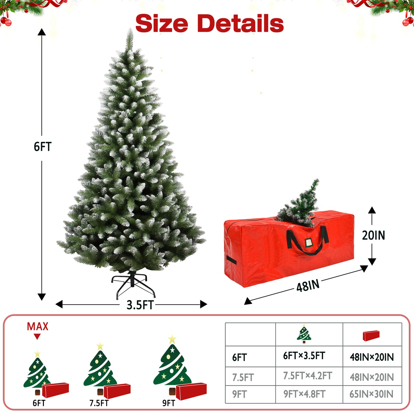 Yexmas 6ft Pre-Lit Green Christmas Tree, 11 Modes Colored LED Lights, Artificial Xmas Tree with Large Storage Bag