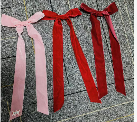 Yexmas Christmas Decorative Velvet Bows, 12pcs Bows with 15 Gold Thread Ties, 37CM Length, 15CM Width, Wine Red Holiday Tree Decorations