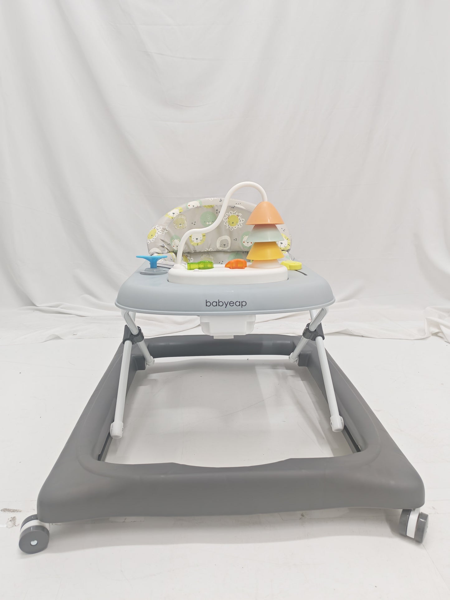 Babyeap Baby Walker,Foldable Baby Activity Walker with Wheels,Toddler Activity Centers,Removable Toys,Ages 6-15 Months,Gray