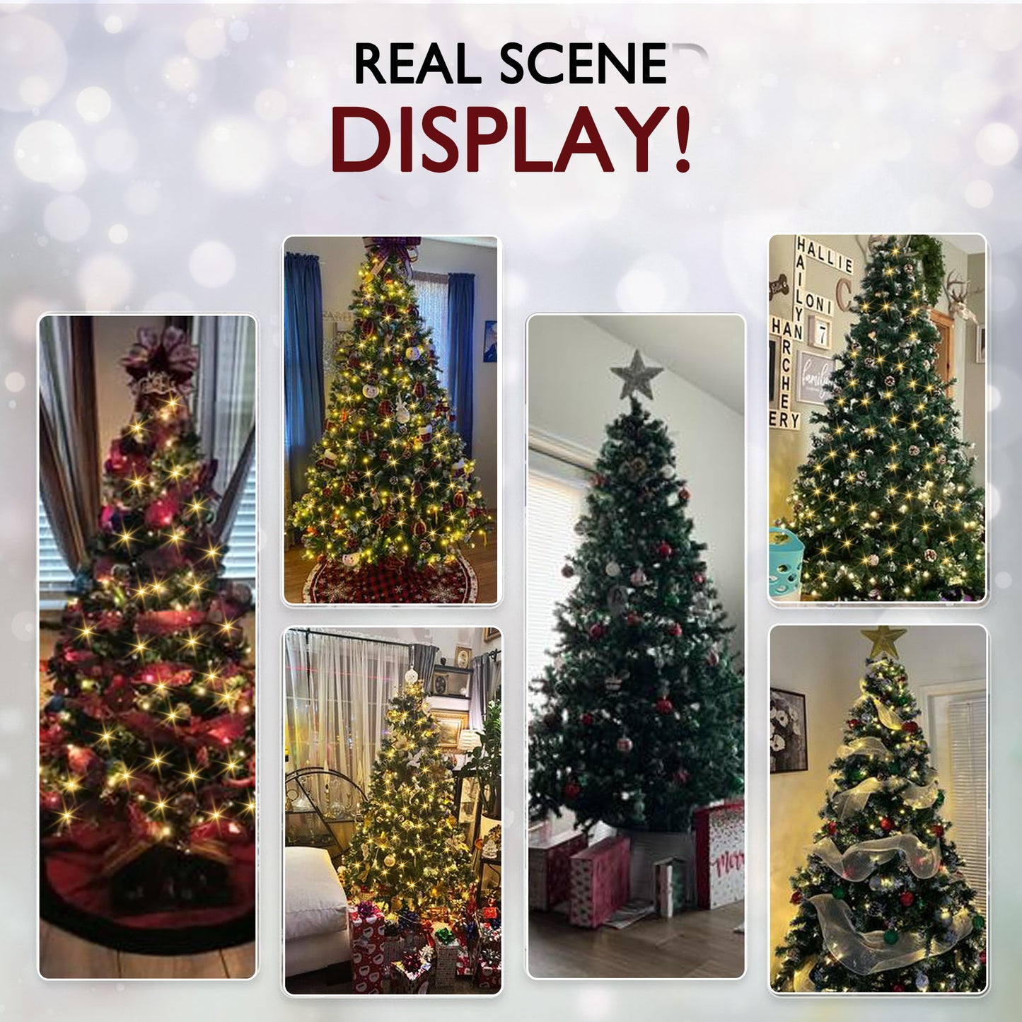 Yexmas 6ft Pre-Lit Christmas Tree, 8 Modes LED Lights, Artificial Xmas Tree with Large Storage Bag