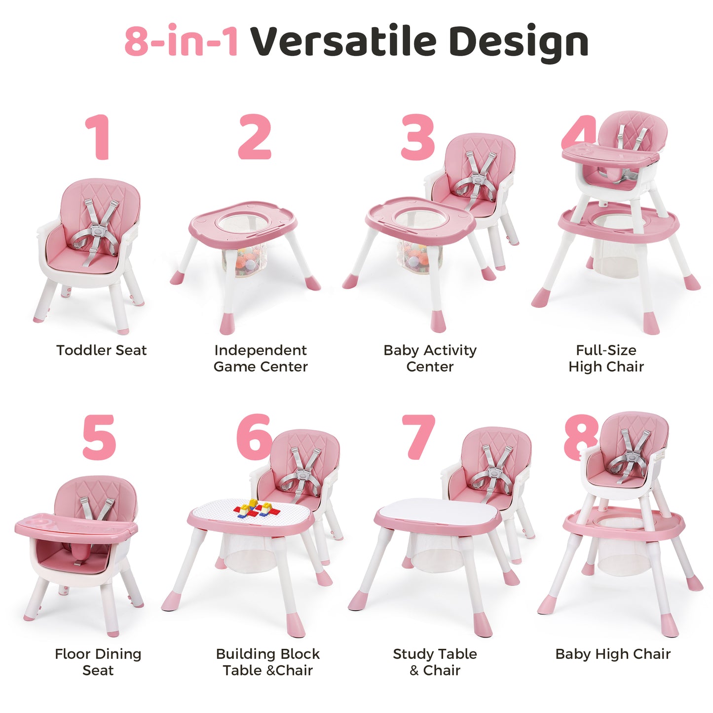 Babyeap Baby High Chair Convertible Highchair, Gray