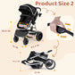 babyeap Baby Stroller,2 in 1 Lightweight Travel Stroller,Compact Foldable Stroller for Toddler with Reversible,Black