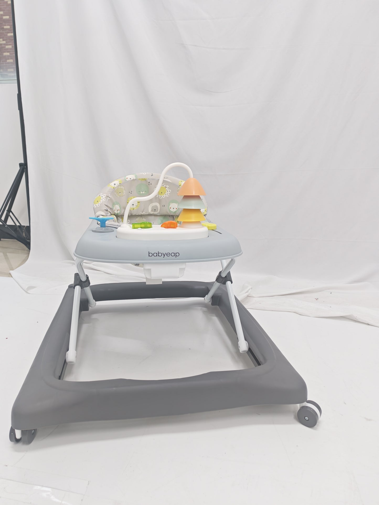 Babyeap Baby Walker,Foldable Baby Activity Walker with Wheels,Toddler Activity Centers,Removable Toys,Ages 6-15 Months,Gray