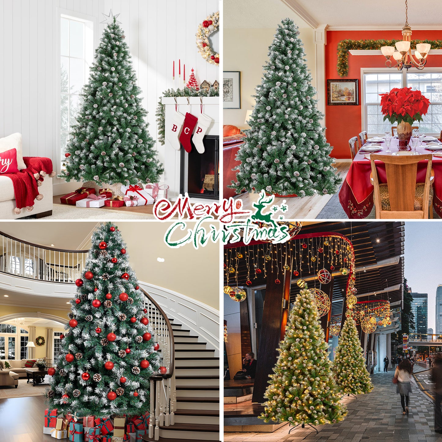 Yexmas 6ft Pre-Lit Christmas Tree, 8 Modes LED Lights, Artificial Xmas Tree with Large Storage Bag