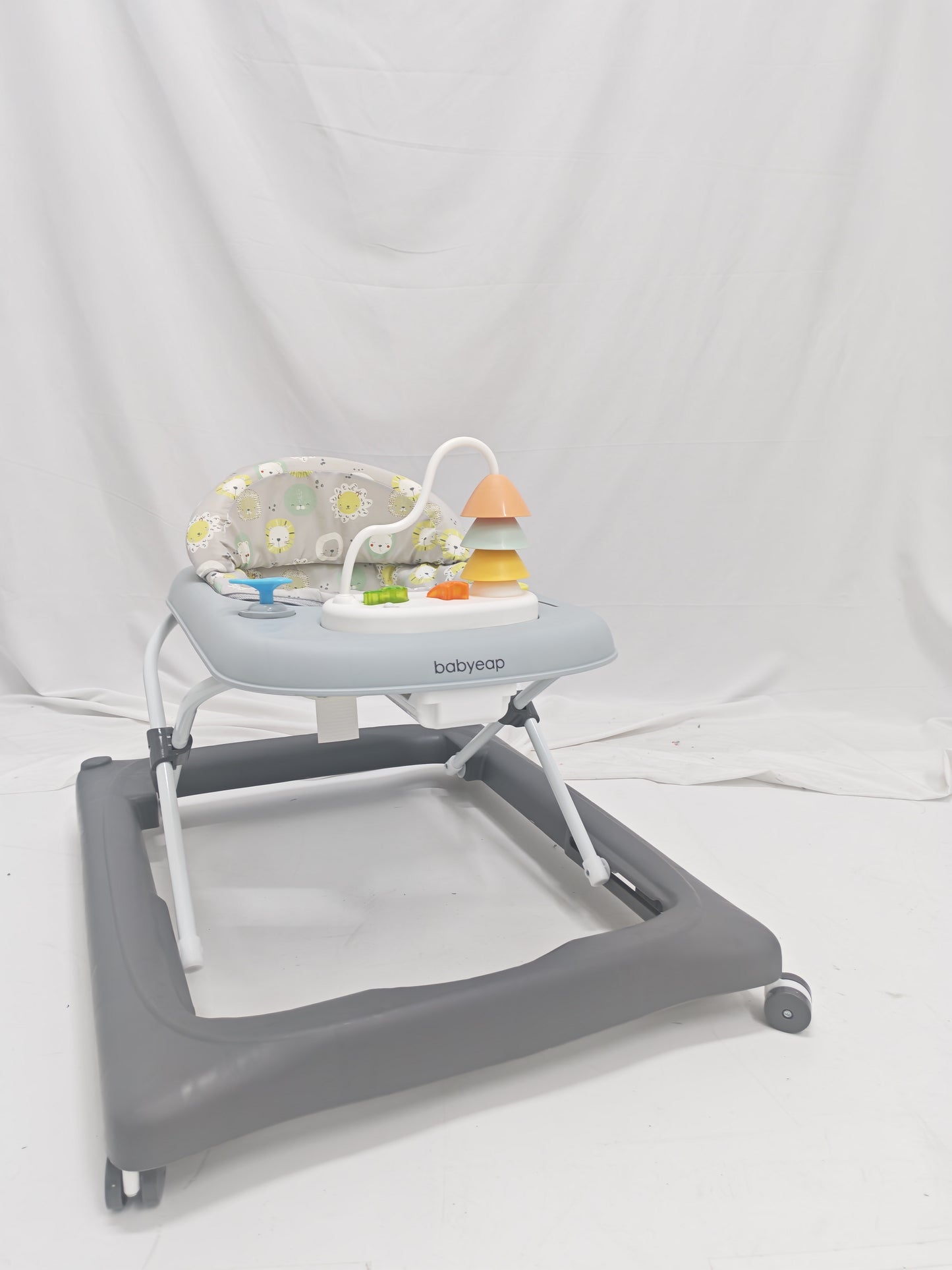 Babyeap Baby Walker,Foldable Baby Activity Walker with Wheels,Toddler Activity Centers,Removable Toys,Ages 6-15 Months,Gray