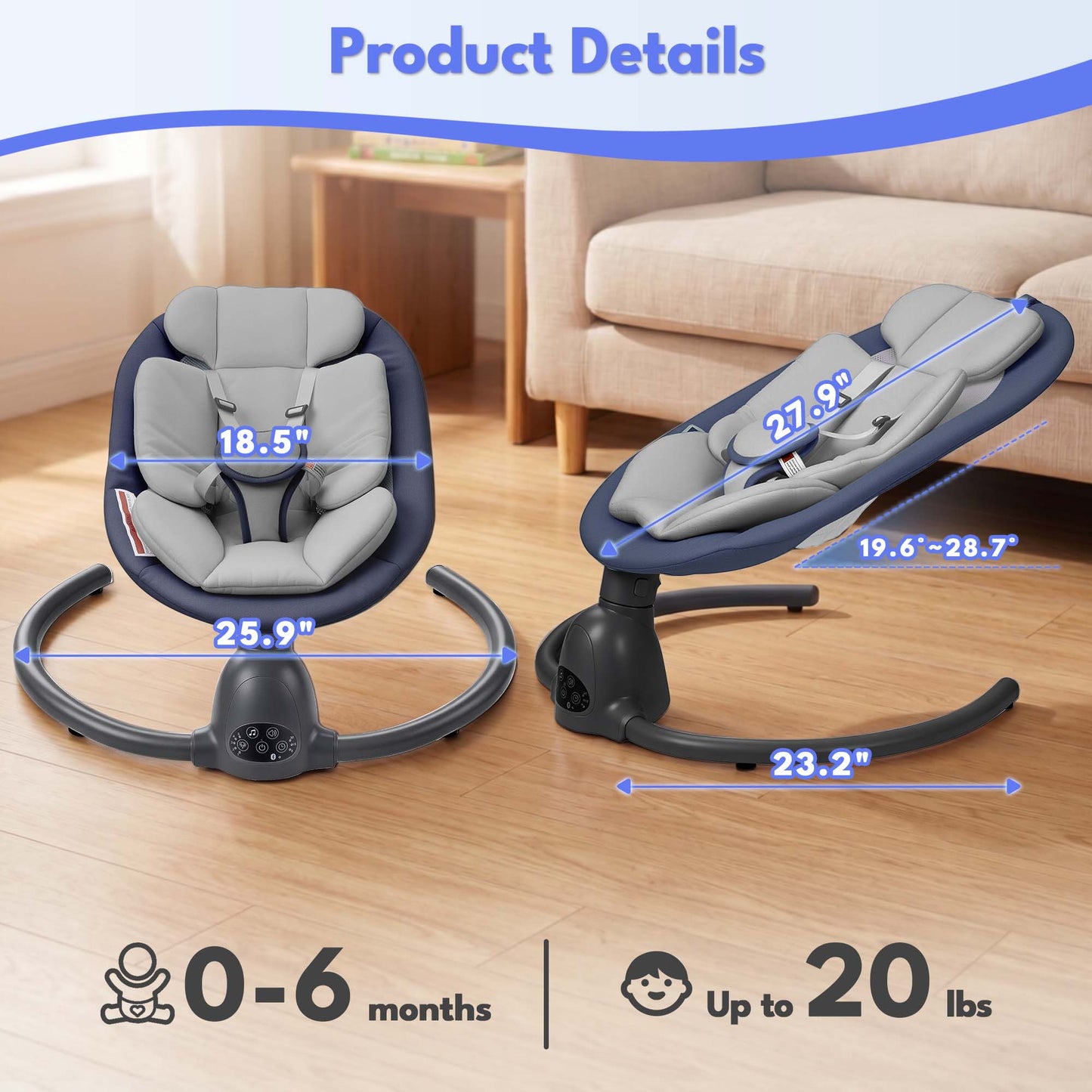 Babyeap Baby Swing for Infants, Electric Swing with Remote Control,5 Sway Speeds,Built-In Music,Pink