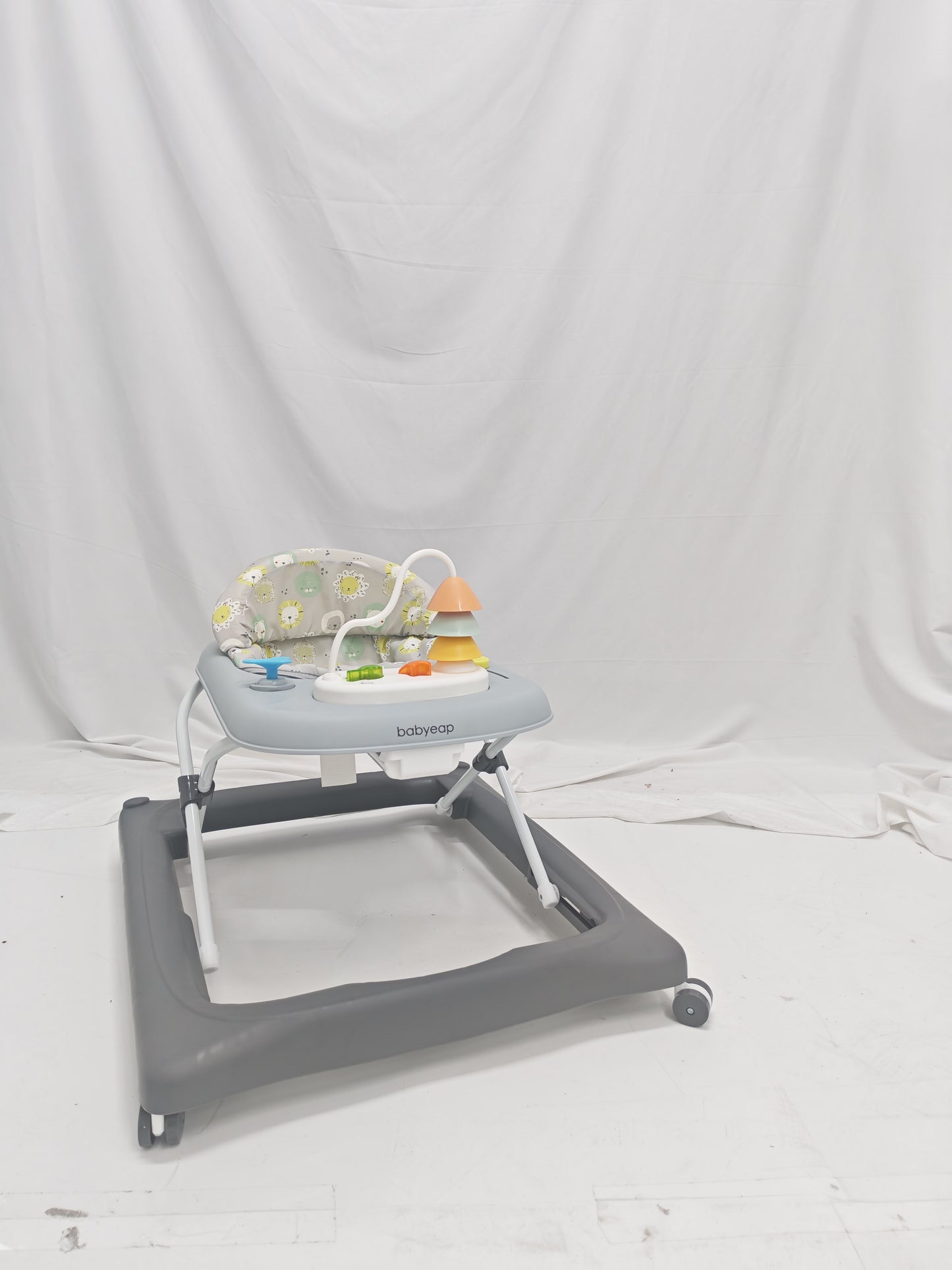 Babyeap Baby Walker,Foldable Baby Activity Walker with Wheels,Toddler Activity Centers,Removable Toys,Ages 6-15 Months,Gray