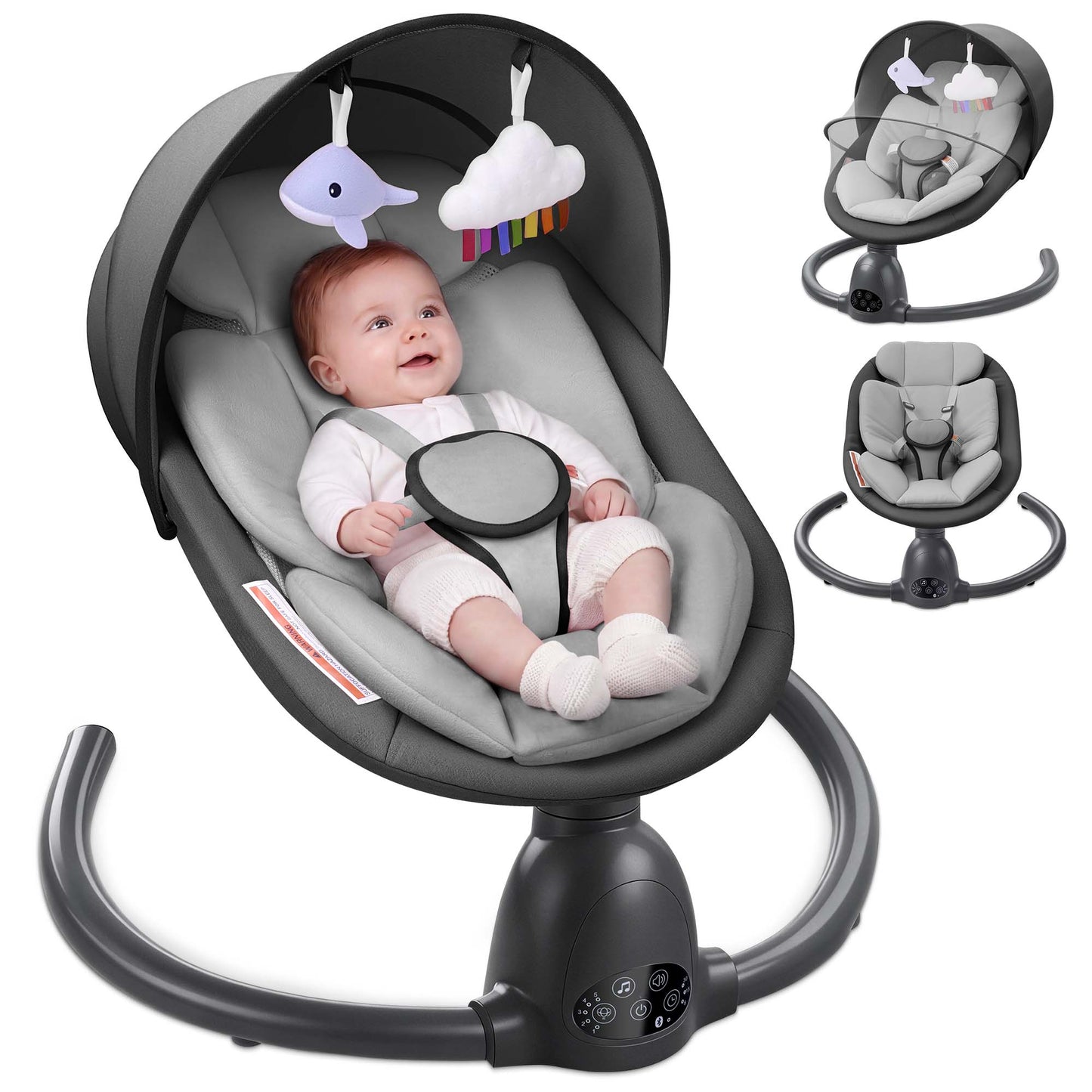 Babyeap Baby Swing for Infants, Electric Swing with Remote Control,5 Sway Speeds,Built-In Music,Pink