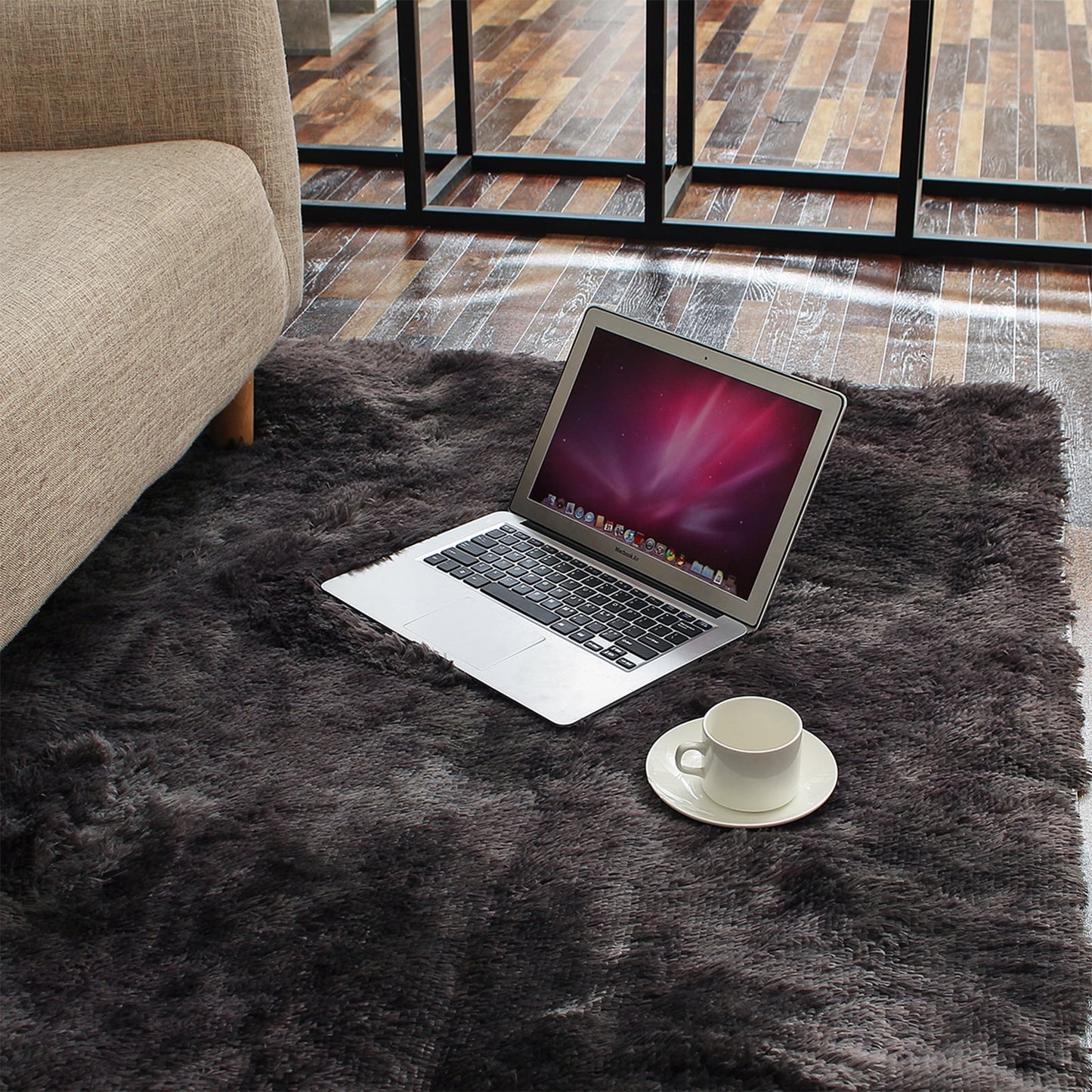 CozyDesg 5ft x 8ft Area Rugs, Soft Fluffy Area Rugs Floor Mat Floor Rugs for Living Room Bedroom Modern Decor Carpet, Dark Gray