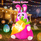 Yexmas Easter Inflatables Outdoor decorations,4FT Blow-Up Easter Bunny Holding a Carrot with Built-in LED Lights for Lawn Garden Yard decor