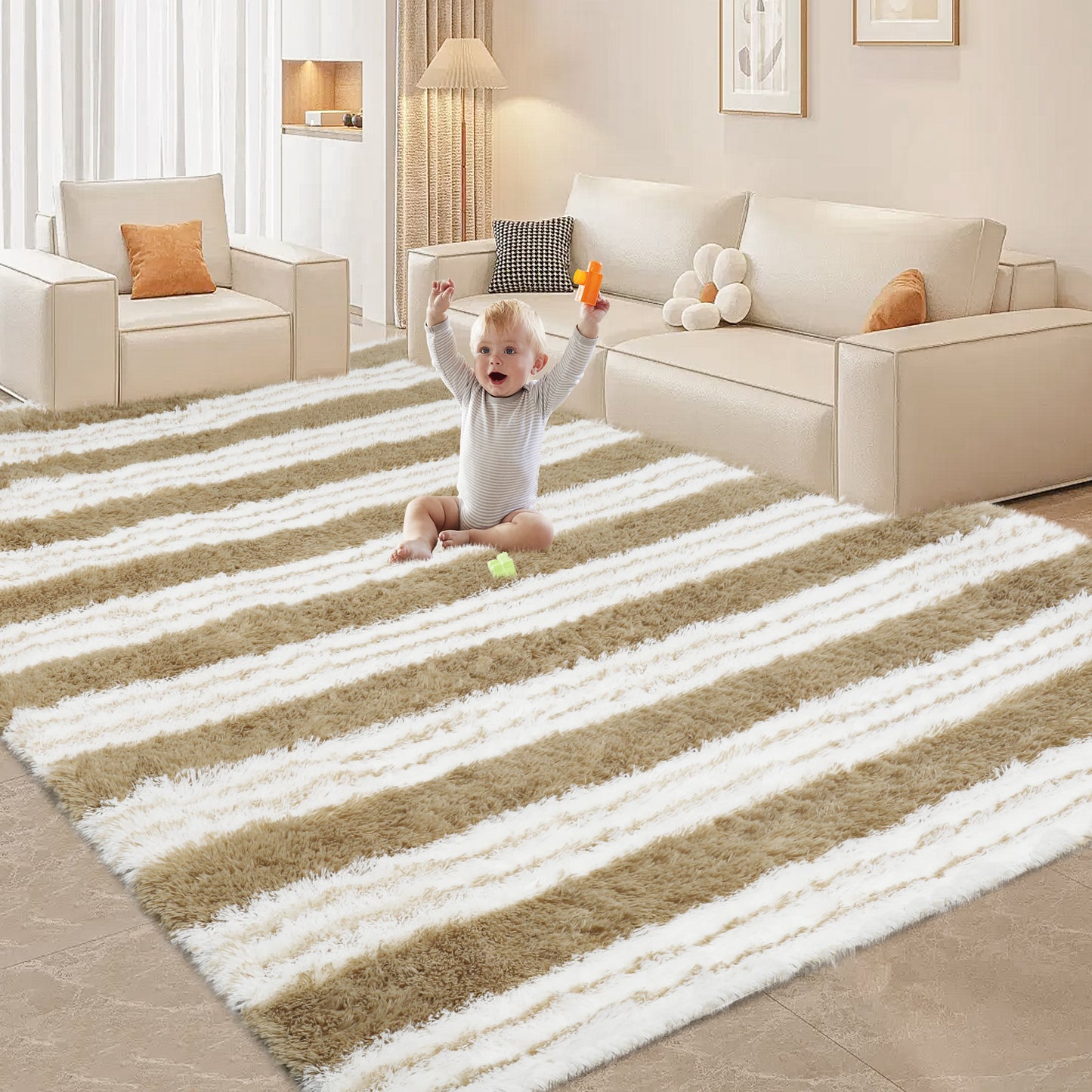 CozyDesg Soft Area Rugs for Living Room Bedroom,Large Rug Fluffy Fuzzy Shag Shaggy Soft Plush Carpet,Indoor Floor Carpet for Dining Room Home Decor,Dark Gray & Black