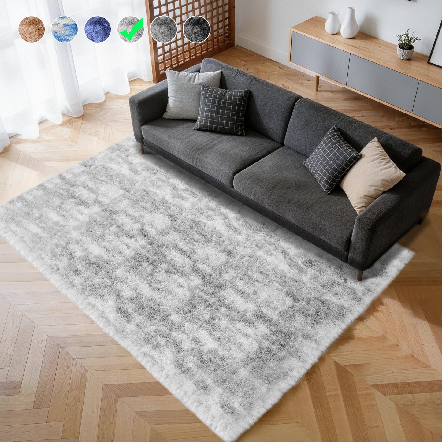 Cozydesg 4ftx6ft Large Area Rugs,Shag Fluffy Rugs for Living Room Bedroom, Modern Indoor Floor Rugs Soft Carpet Home Decro,Light Blue