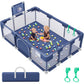 babyeap Baby Playpen,73 Inch Extra Large Baby Playard,Playpen for Babies and Toddlers With Basketball Hoop,Children Kids Play Fence for Indoors Outdoors,Gray