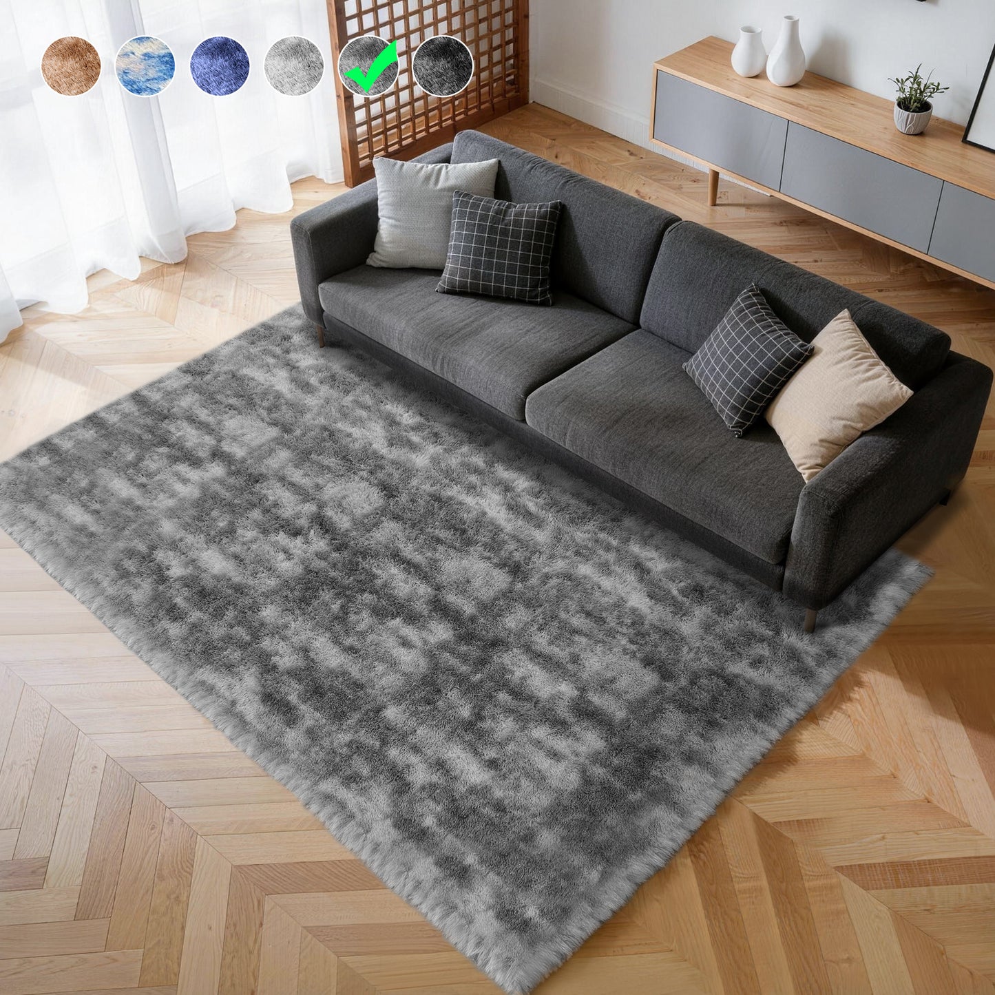 Cozydesg 4ftx6ft Large Area Rugs,Shag Fluffy Rugs for Living Room Bedroom, Modern Indoor Floor Rugs Soft Carpet Home Decro,Light Blue