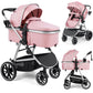 babyeap Baby Stroller,2 in 1 Lightweight Travel Stroller,Compact Foldable Stroller for Toddler with Reversible,Black