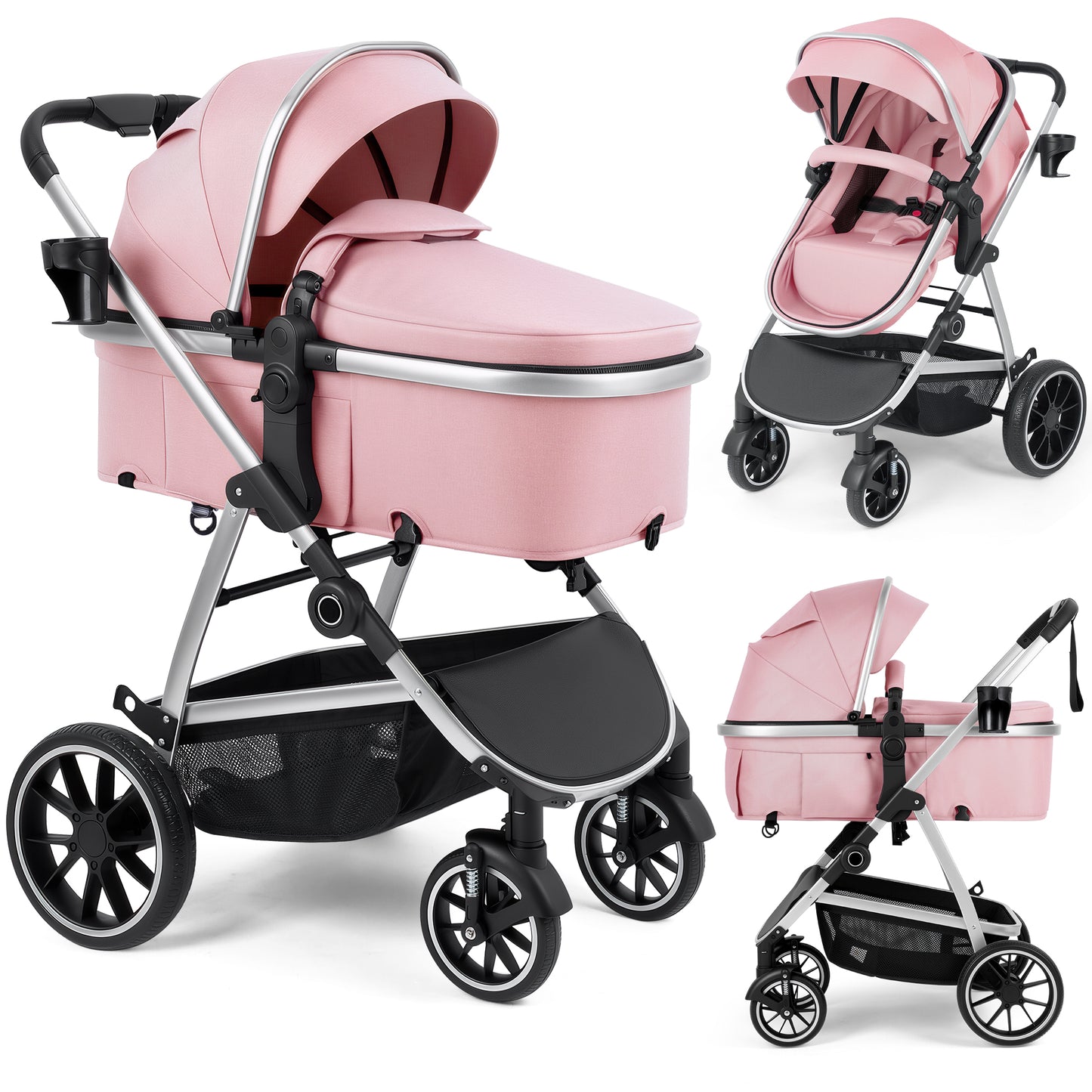 babyeap Baby Stroller,2 in 1 Lightweight Travel Stroller,Compact Foldable Stroller for Toddler with Reversible,Black