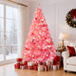 Yexmas 7.5ft Pre-Lit Pink Christmas Tree,Artificial Christmas Tree with 1600 PVC Branches,450 Multicolor Lights,Metal Hinges,Xmas Tree for Home,Holiday Party Decorations