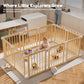 Babyeap Foldable Wooden Baby Playpen,Large Wood Play Yard for Babies and Toddlers, Baby Fence for Indoor Activity Center,71x47x23.6 Inch