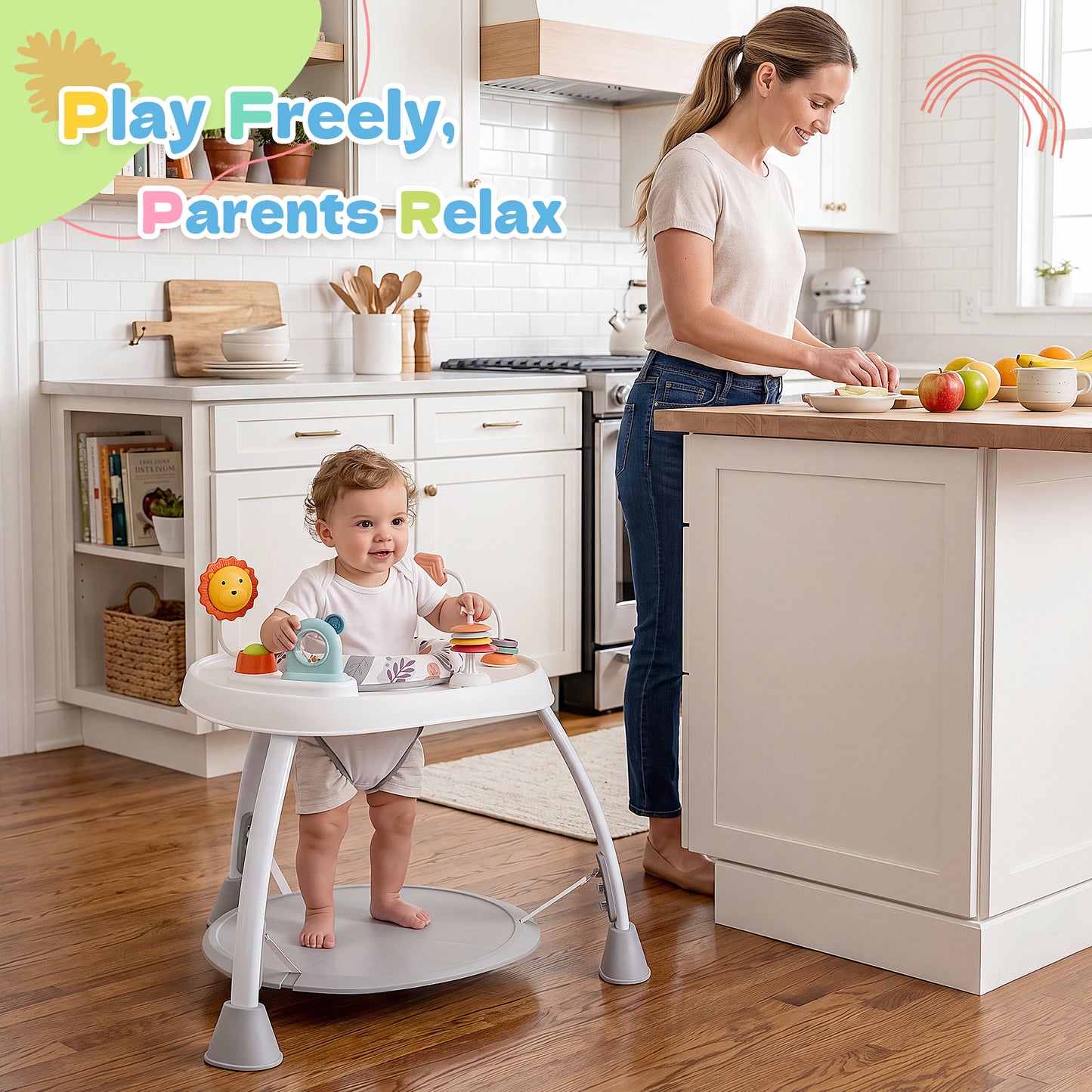 Babyeap 5-in-1 Baby Activity Center,Baby Jumper with 360° Rotating Seat and Music Toy,6 Months +