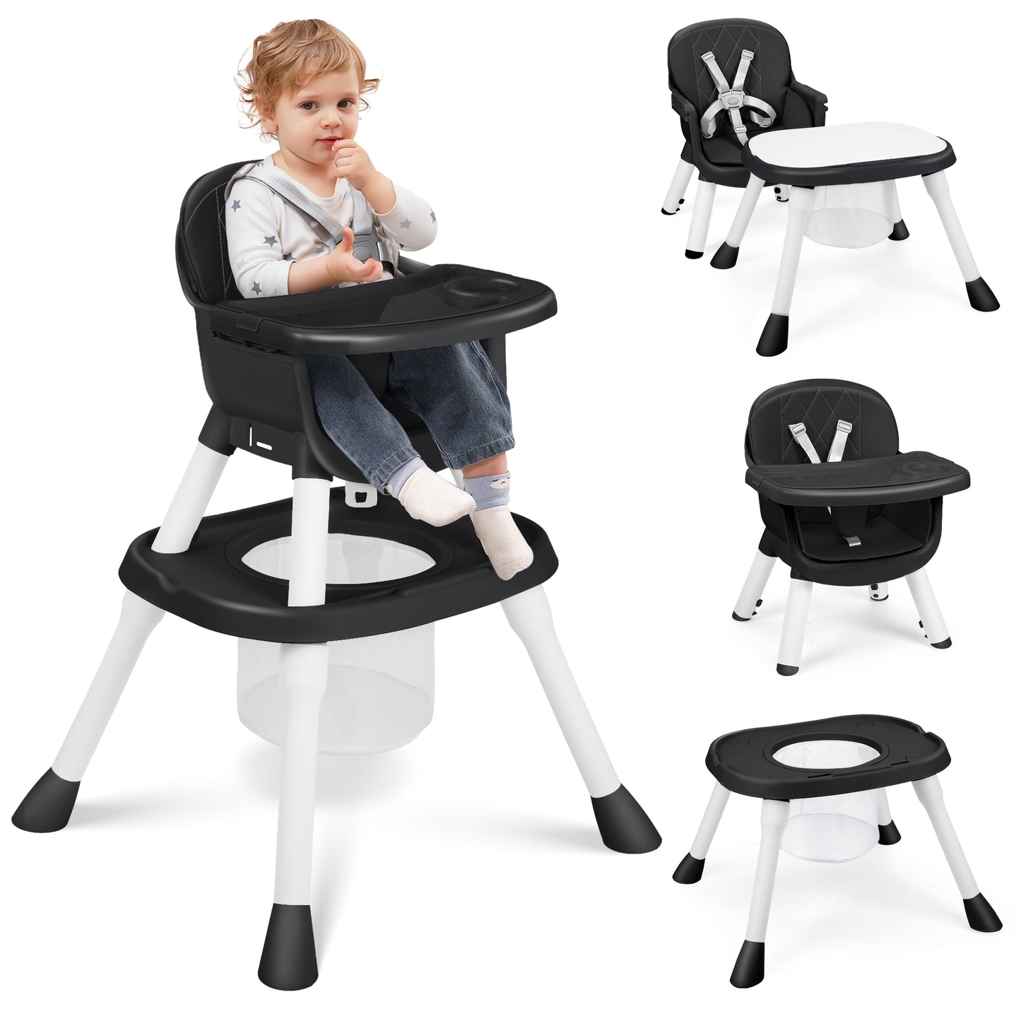 Babyeap Baby High Chair Convertible Highchair, Gray