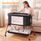 Babyeap 3-in-1 Baby Bassinet, Adjustable Bedside Sleeper with Gentle Rocking Motion, Storage Basket and Wheels for Infants, Gray