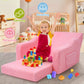 Babyeap 3-in-1 Kids Sofa,Toddler Sofa Bed Fold Out,Comfy Kids Couch,Convertible Baby Chair for Girls and Boys,Pink