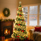 Yexmas 6FT Pop-Up Artificial Christmas Tree with 300LED Lights,Green Prelit Christmas Tree with Foldable Base