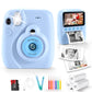Yexmas Instant Print Toys Camera for Kids, 1080P HD Camera with 32GB SD Card, 3 Paper Rolls, Color Pens & Lanyard, Pink