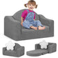 Babyeap Kids Sofa,2-in-1 Soft Toddler Couch Fold Out,Toddler Chair Baby Convertible Couch for Girls and Boys,Light Gray