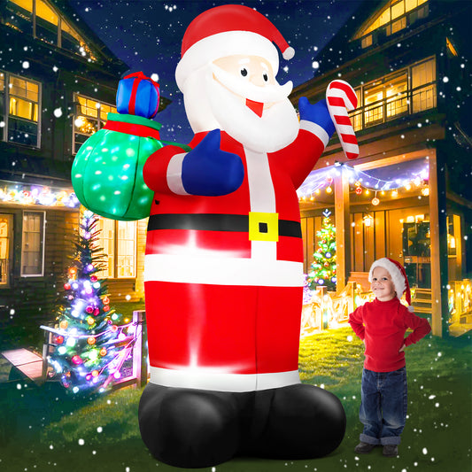 Yexmas 8FT Christmas Inflatable Santa Claus Outdoor Decorations,Blow Up Santa Claus with Gifts Bag, Built-in Brilliant LED Lights Xmas Inflatables Yard Decor