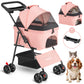Zoolike 3 in 1 Pet Stroller for Dogs and Cats,4 Wheel Foldable Stroller with Detachable Carrier&Storage Basket,Black