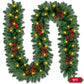 Yexmas 9ft Large Christmas Garland, Multi-Purpose Xmas Wreath with 60 LED Lights, Decorated with Pinecones, Berry Clusters, Battery Operated
