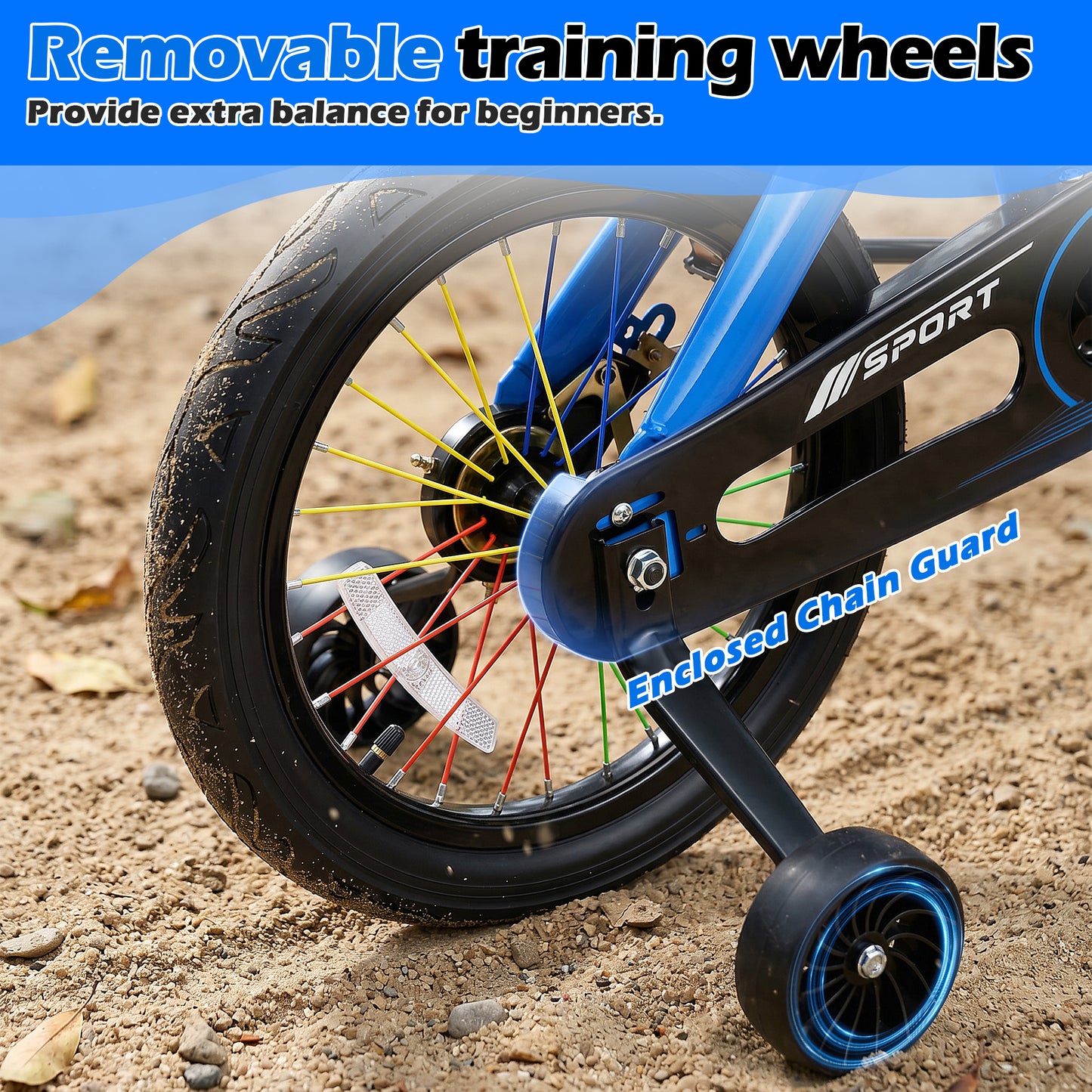 Enjoyrun 14" Kids Bike,Bike for Boys and Girls with Training Wheels,Children's Bicycles for Ages 3–7,Blue