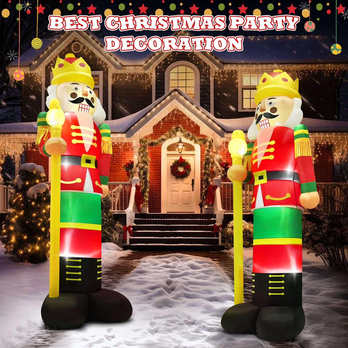 Yexmas 8FT Christmas Inflatable Nutcracker Soldier Blow Up Yard Decor with LED Light for Outdoor Christmas Party ,Garden and Lawn