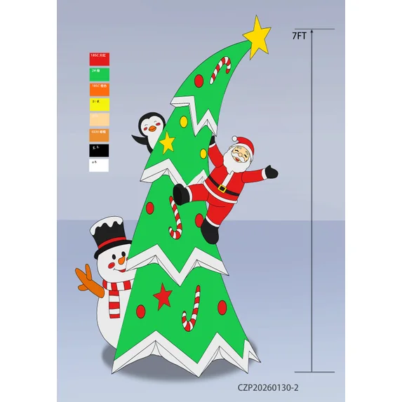 Yexmas 7FT Inflatable Christmas Tree with Santa & Snowman – LED Light Up Outdoor Yard & Garden Decoration