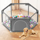 babyeap 50 Inch Baby Playpen,Fence Baby Play Yard for Indoors Outdoors,Hexagonal Toddler Playpen,Black