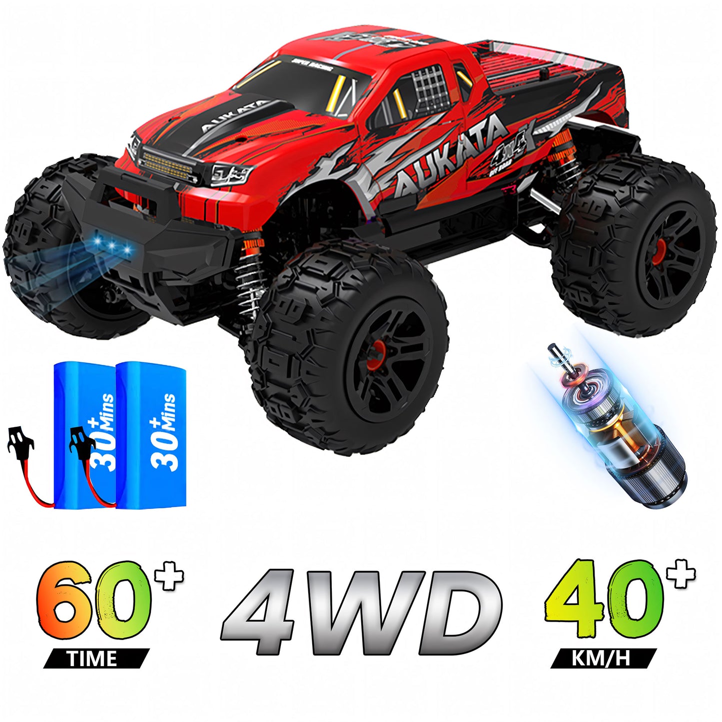 Yexmas 1:16 High-Speed RC Car,40KM/H All Terrain Remote Control Car,2 Batteries Gifts Toys for Kids Adults