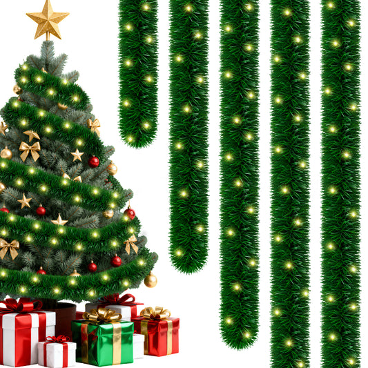 Yexmas 50FT Prelit Christmas Garland, Artificial Greenery Garland with 100 LED Lights,Xmas Holiday Decor for Mantel Fireplace Stairs Party Indoor Outdoor