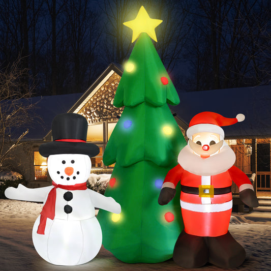 Lookfly 6FT Christmas Tree Inflatables Outdoor Decorations with Santa Claus & Snowman,Christmas Blow Up with LED Lights,Inflatable Christmas Yard Decorations