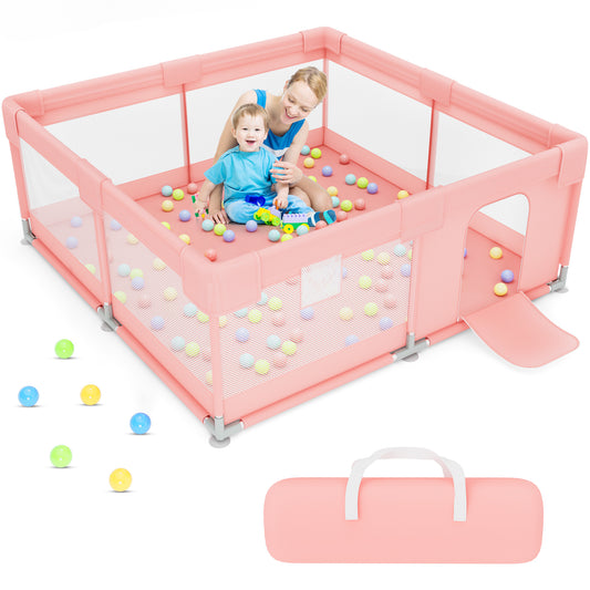 babyeap Baby Playpen,50x50 Inch Baby Playards for Babies and Toddlers,Fence Baby Play Yards for Indoor & Outdoor with Breathable Mesh,Dark Gray
