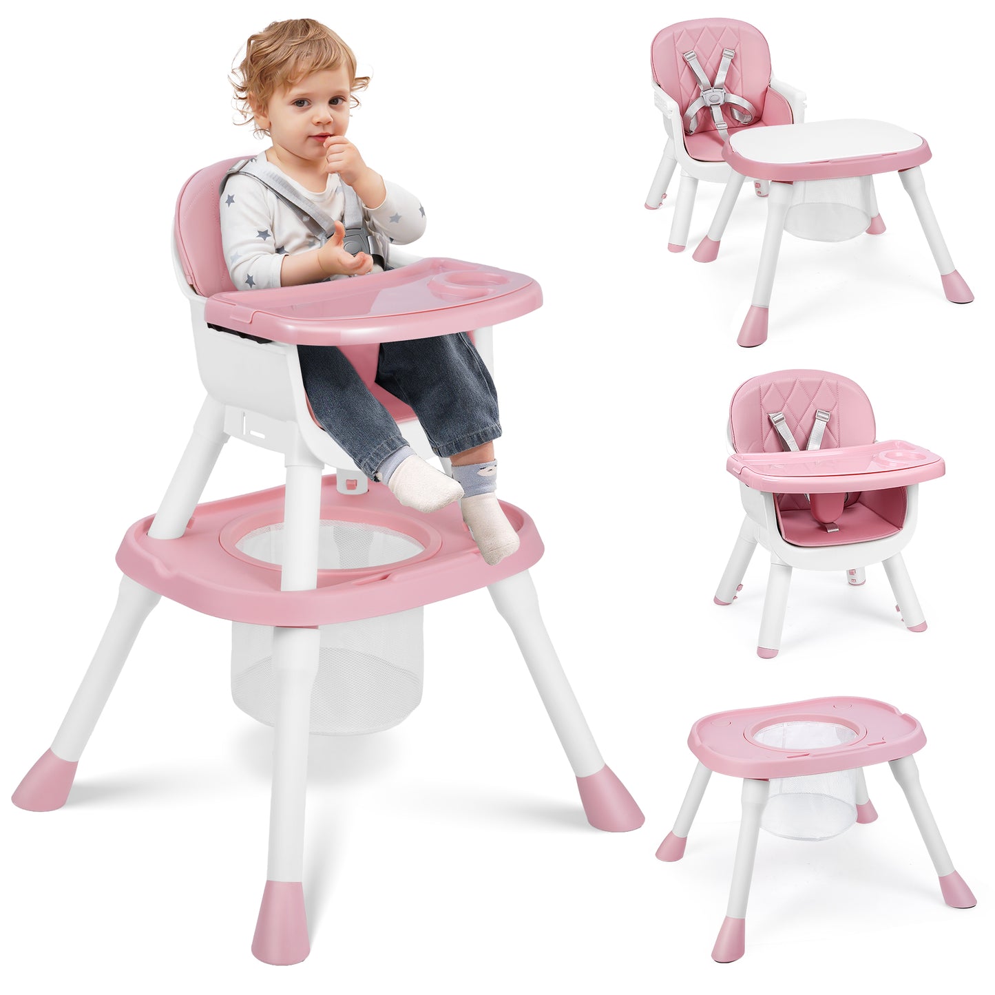 Babyeap Baby High Chair Convertible Highchair, Gray