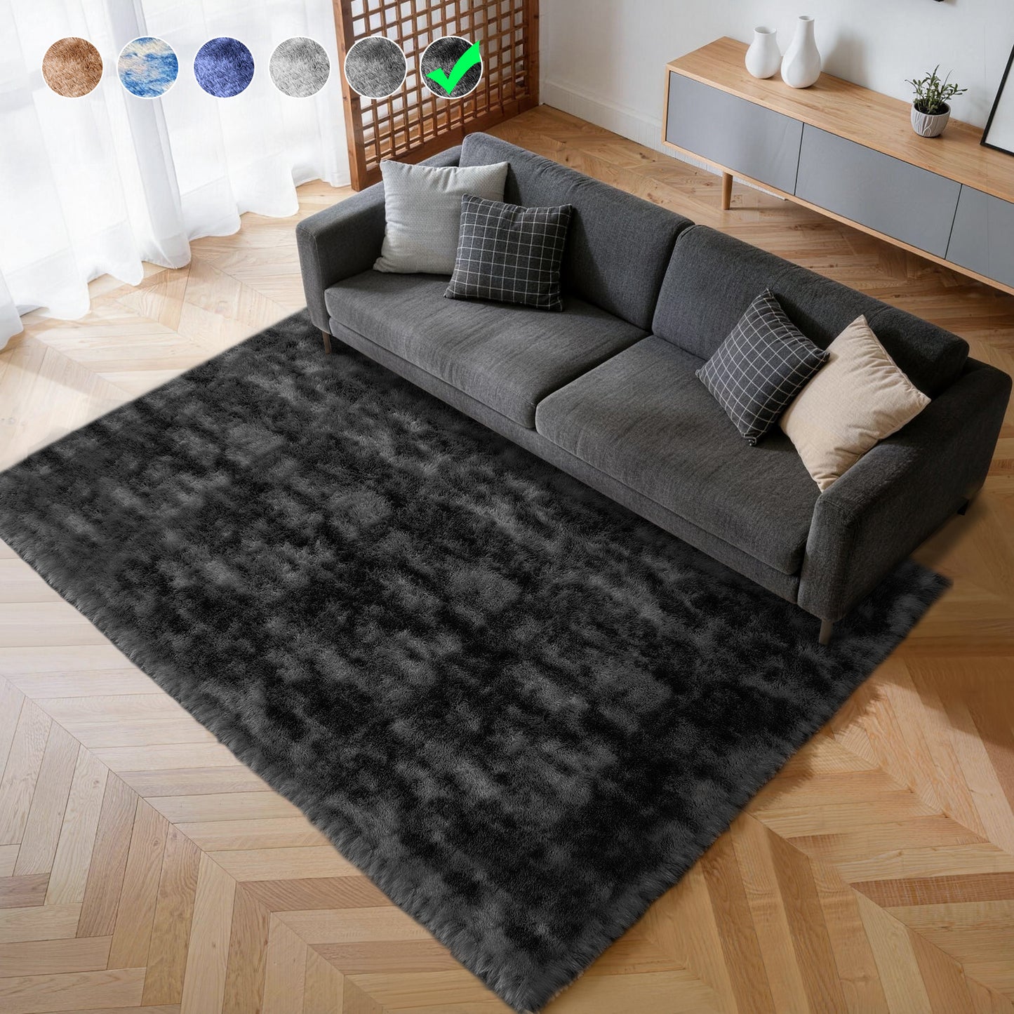 Cozydesg 4ftx6ft Large Area Rugs,Shag Fluffy Rugs for Living Room Bedroom, Modern Indoor Floor Rugs Soft Carpet Home Decro,Light Blue
