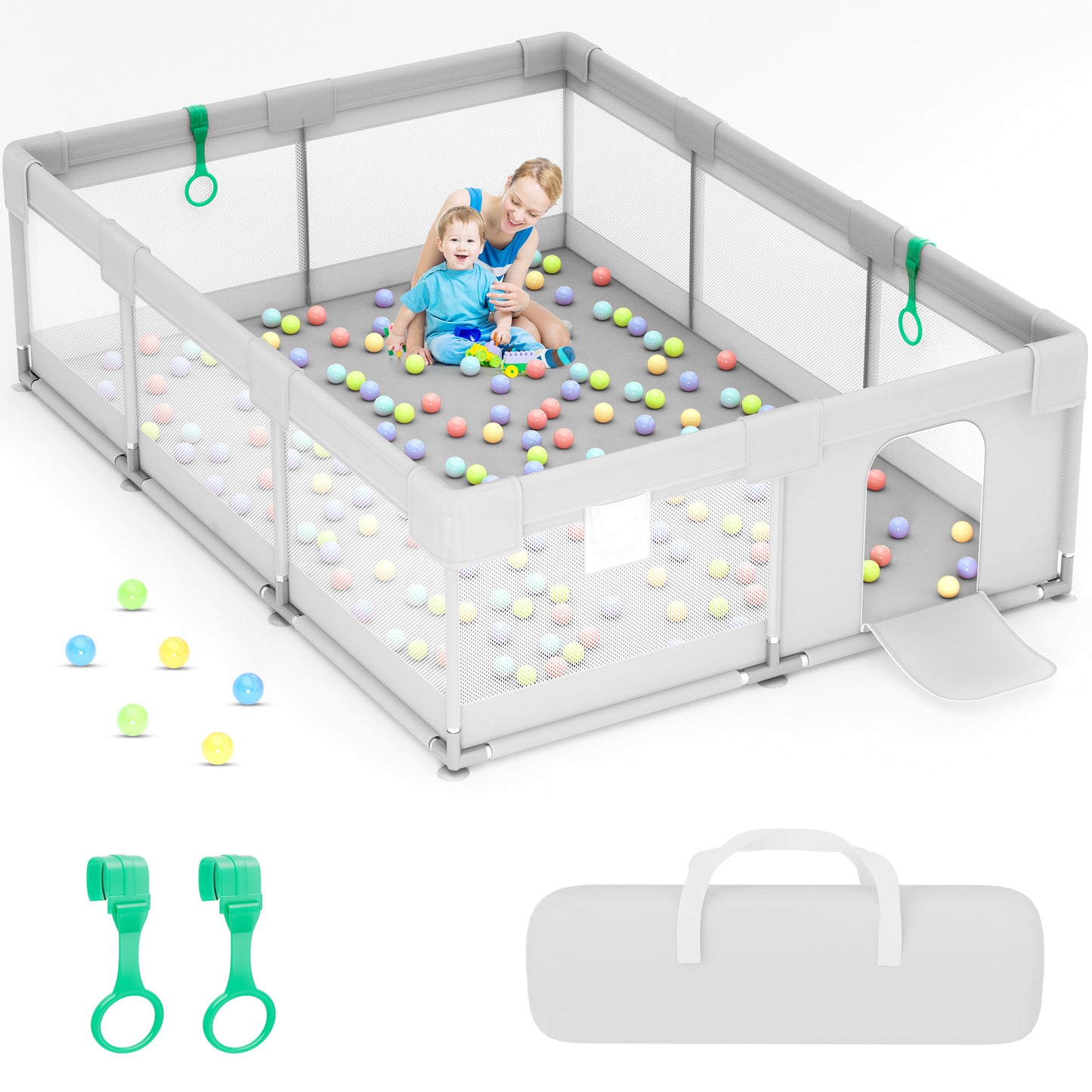 babyeap Baby Playpen,50x50 Inch Baby Playards for Babies and Toddlers,Fence Baby Play Yards for Indoor & Outdoor with Breathable Mesh,Dark Gray