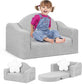 babyeap Kids Couch,2-in-1 Soft Toddler Couch Fold Out,Convertible Sofa to Lounger,Gifts for Kids Girl Boys,Dark Gray
